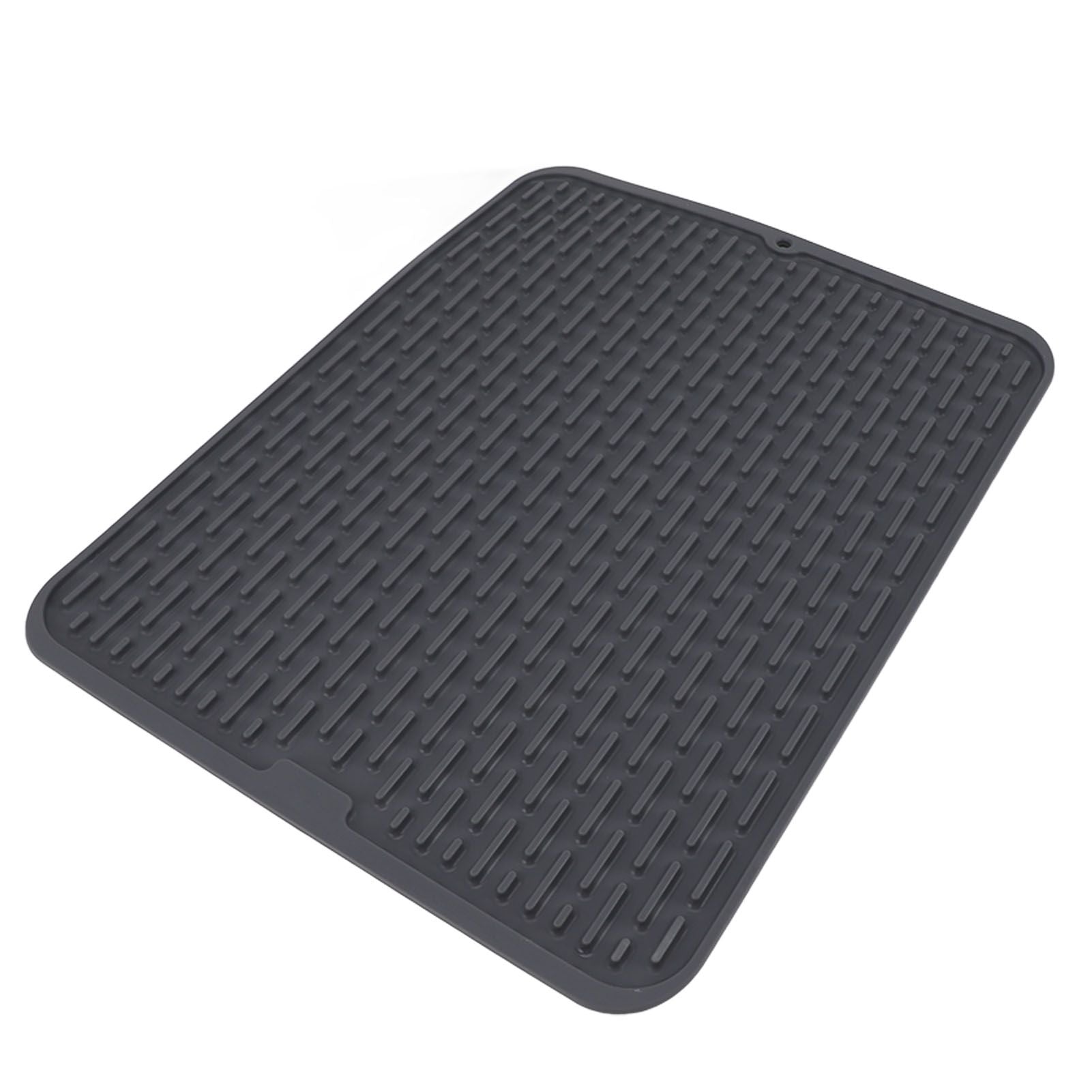 Rectangular Silicone Dish Drying Mat Heat Insulation Anti Slip Dish Drying Mat with Built in Drain Lip for Kitchen Counter Small Size