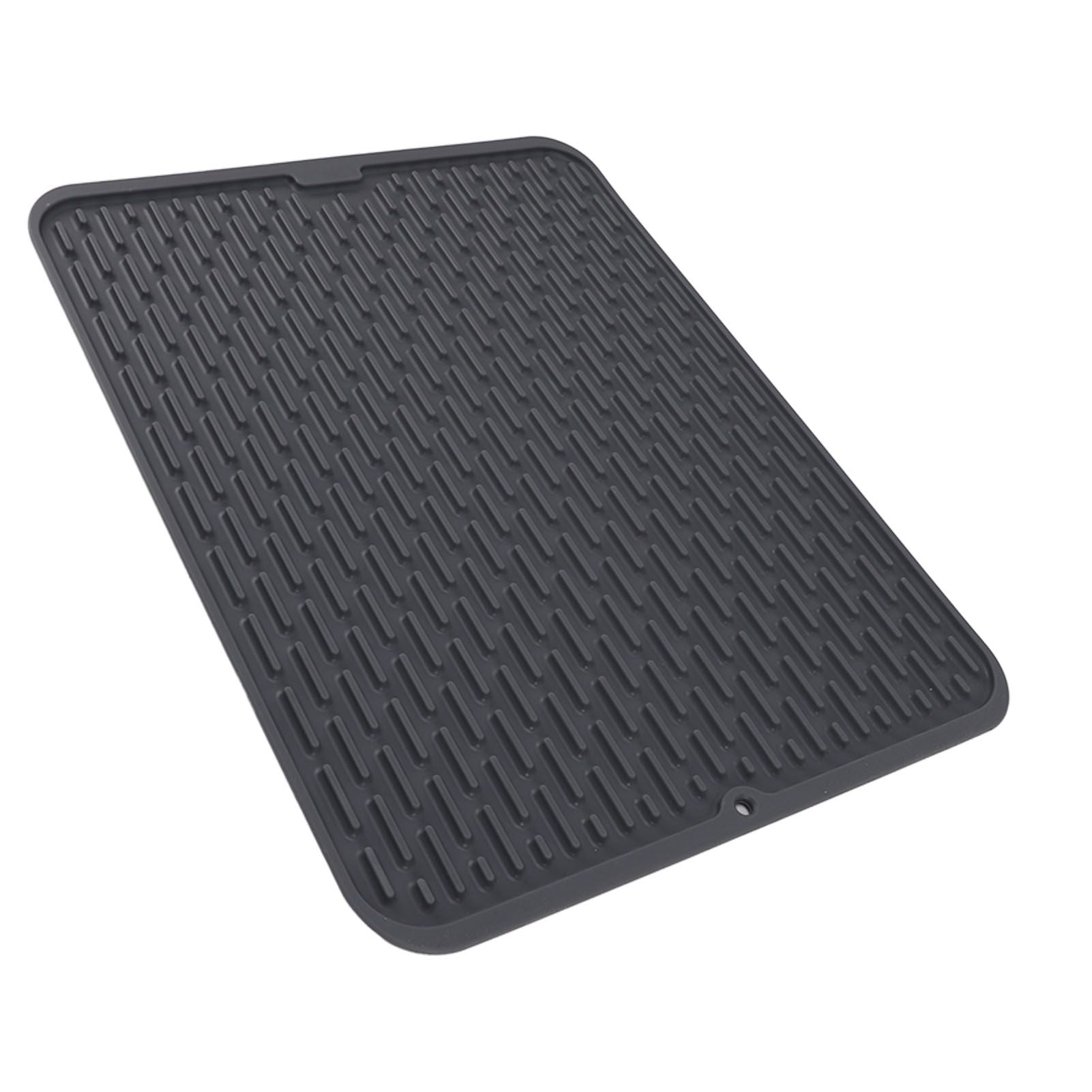 Rectangular Silicone Dish Drying Mat Heat Insulation Anti Slip Dish Drying Mat with Built in Drain Lip for Kitchen Counter Small Size
