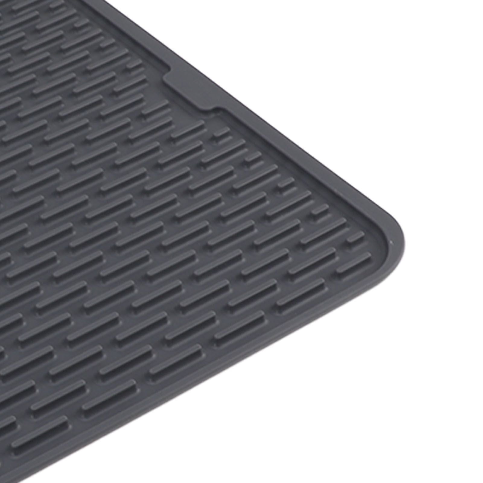 Rectangular Silicone Dish Drying Mat Heat Insulation Anti Slip Dish Drying Mat with Built in Drain Lip for Kitchen Counter Small Size