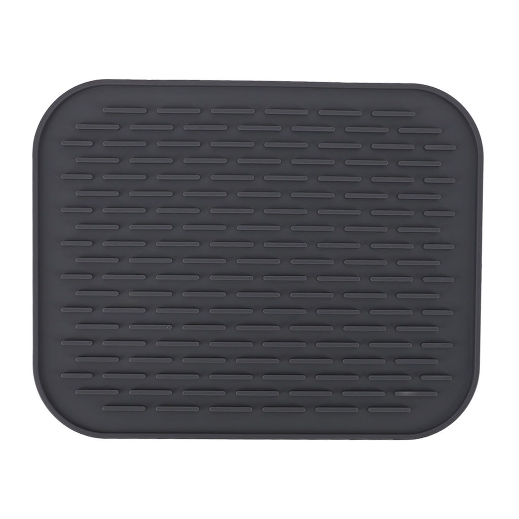 Rectangular Silicone Dish Drying Mat Heat Insulation Anti Slip Dish Drying Mat with Built in Drain Lip for Kitchen Counter Large Size