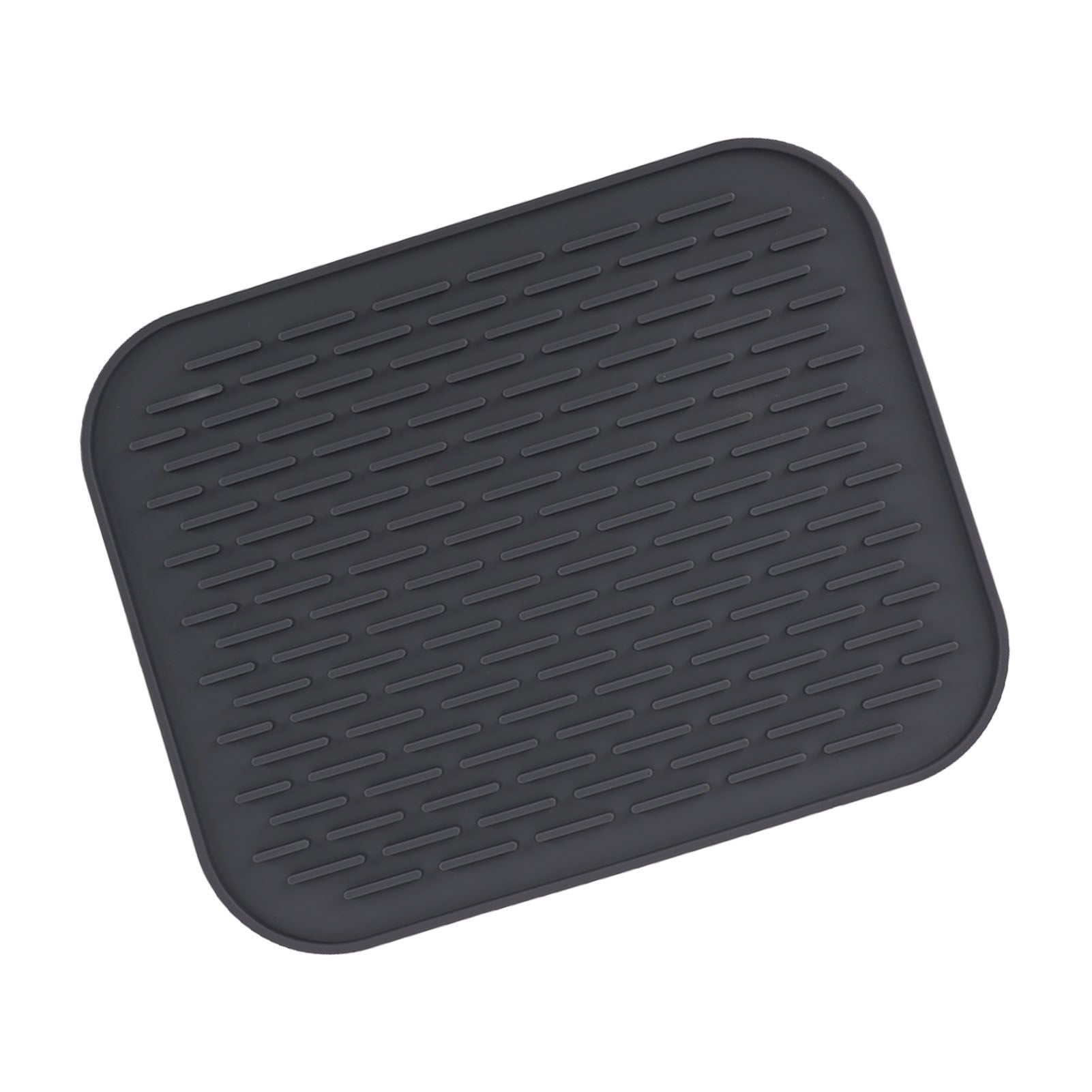 Rectangular Silicone Dish Drying Mat Heat Insulation Anti Slip Dish Drying Mat with Built in Drain Lip for Kitchen Counter Large Size