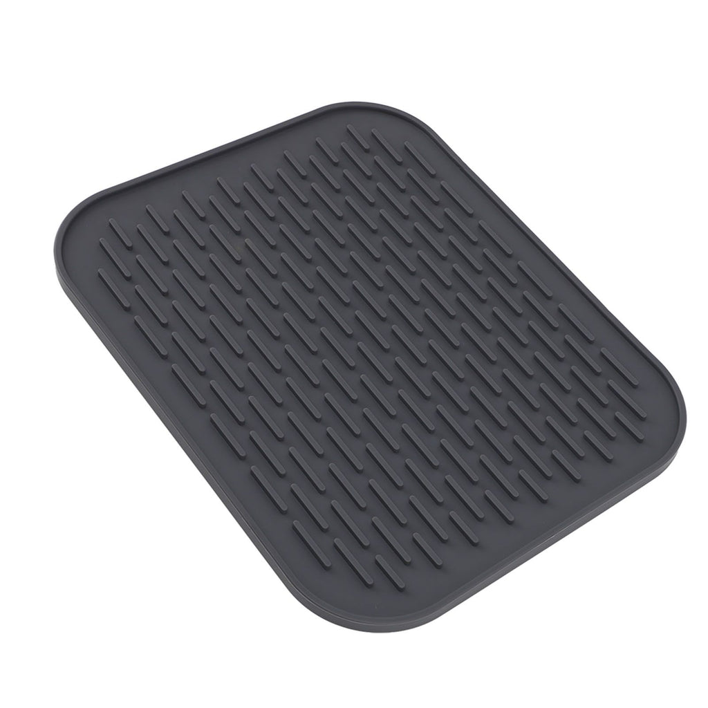 Rectangular Silicone Dish Drying Mat Heat Insulation Anti Slip Dish Drying Mat with Built in Drain Lip for Kitchen Counter Large Size