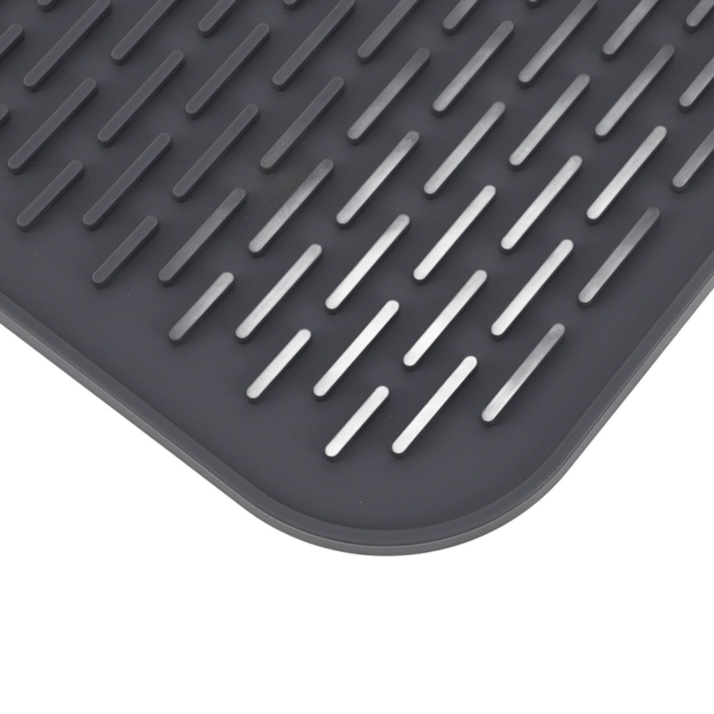 Rectangular Silicone Dish Drying Mat Heat Insulation Anti Slip Dish Drying Mat with Built in Drain Lip for Kitchen Counter Large Size