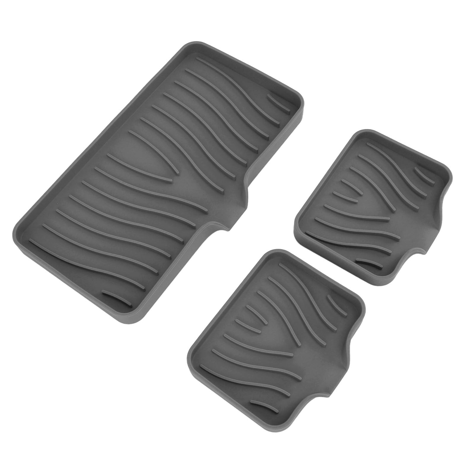 Kitchen Soap Tray Countertop Silicone Sink Deflector Sponge Holder for Bathroom Toilet Grey