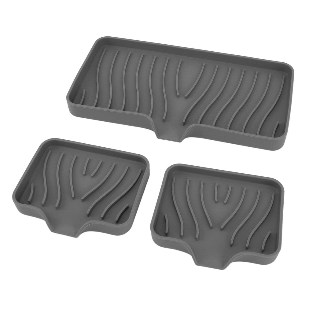 Kitchen Soap Tray Countertop Silicone Sink Deflector Sponge Holder for Bathroom Toilet Grey