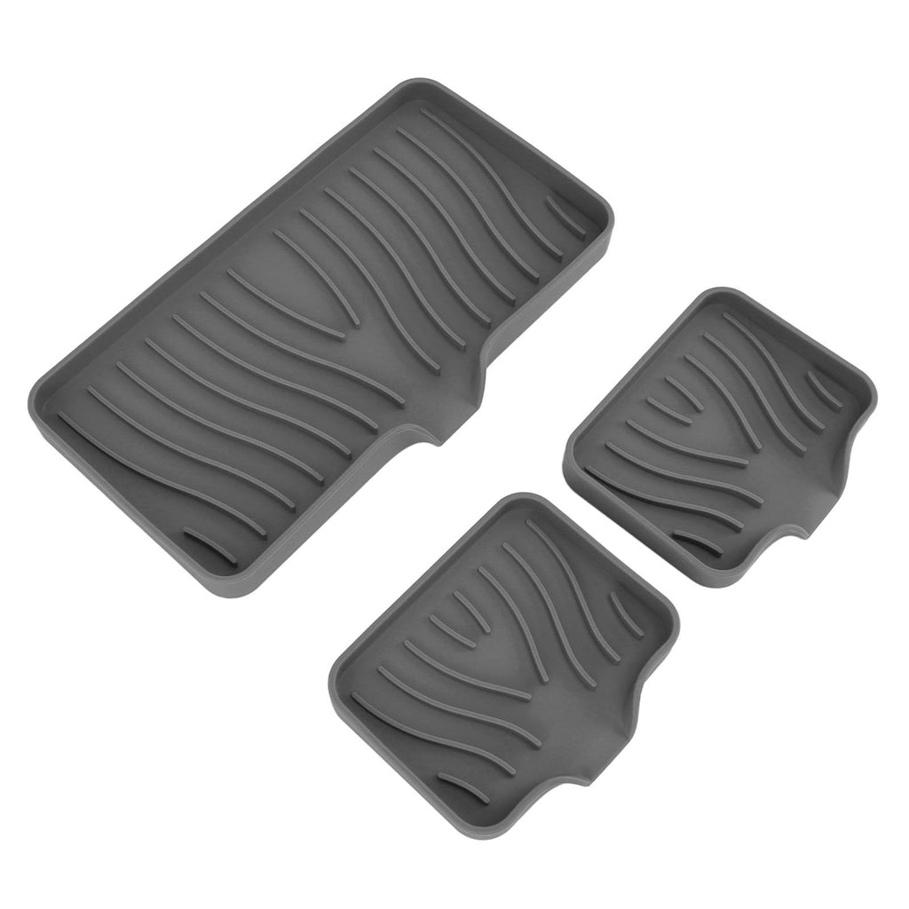 Kitchen Soap Tray Countertop Silicone Sink Deflector Sponge Holder for Bathroom Toilet Grey