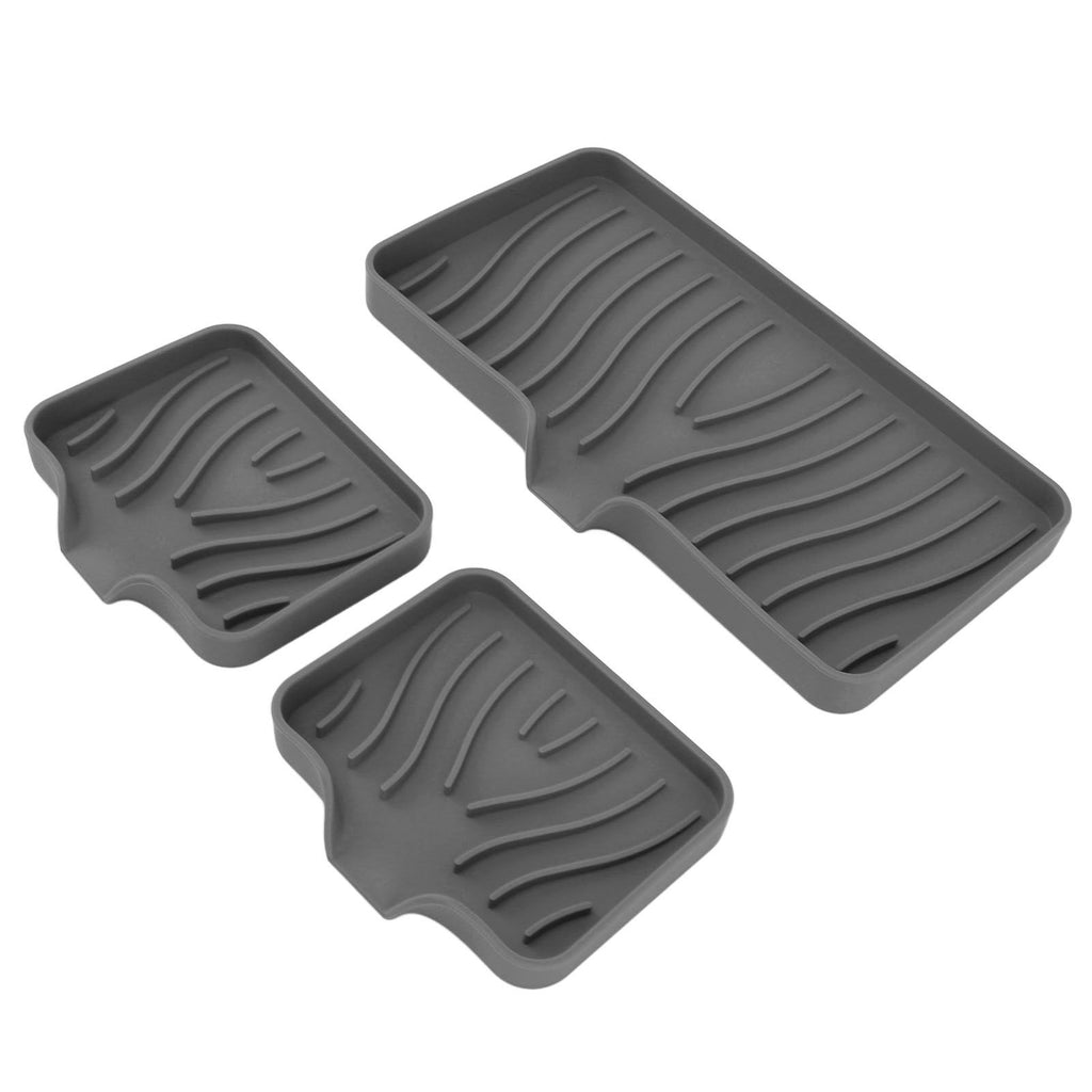 Kitchen Soap Tray Countertop Silicone Sink Deflector Sponge Holder for Bathroom Toilet Grey