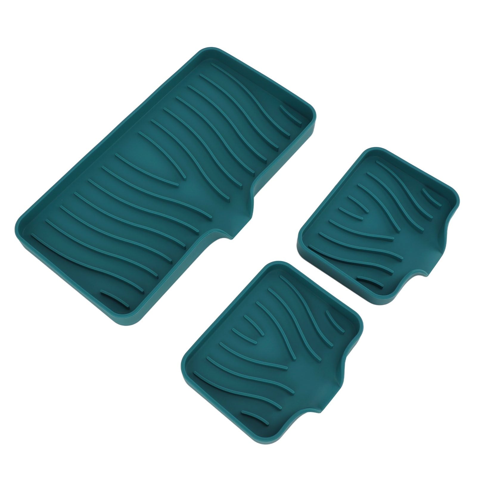Kitchen Soap Tray Countertop Silicone Sink Deflector Sponge Holder for Bathroom Toilet Green