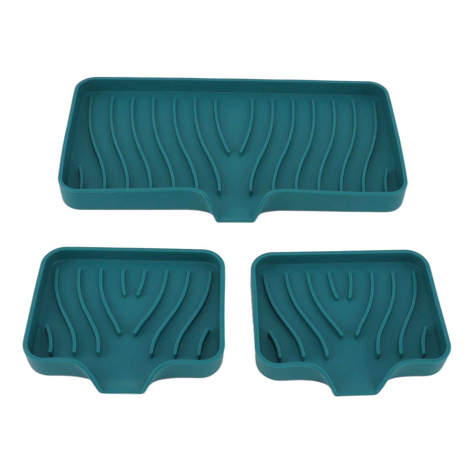 Kitchen Soap Tray Countertop Silicone Sink Deflector Sponge Holder for Bathroom Toilet Green