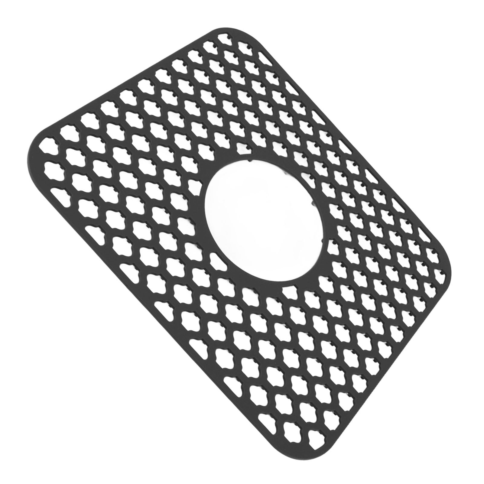 Sink Protector for Kitchen Silicone Non Slip Heat Resistant Mat for Bottom of Center Drain Sink Farmhouse Stainless Steel Porcelain Sink Black