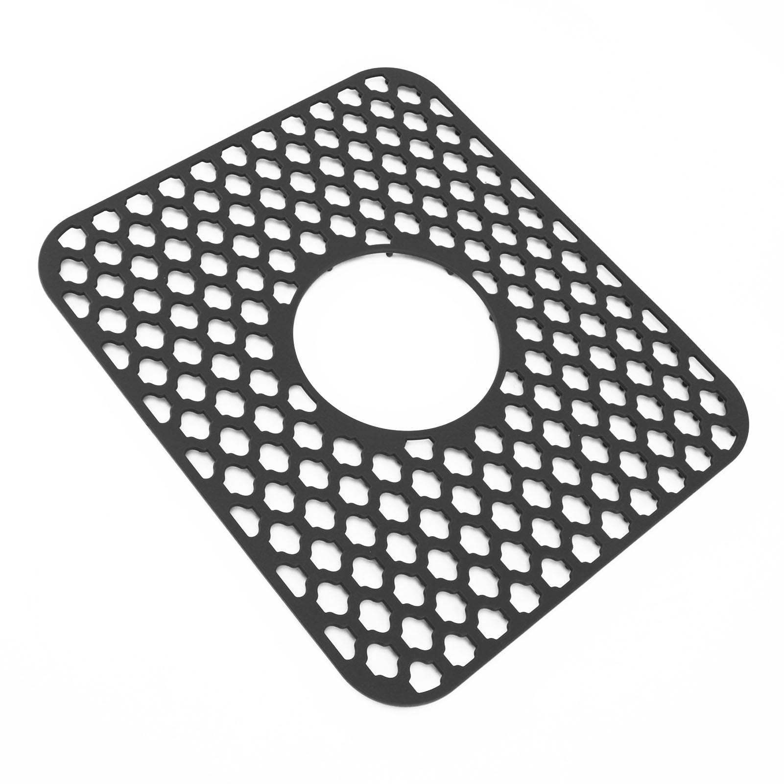 Sink Protector for Kitchen Silicone Non Slip Heat Resistant Mat for Bottom of Center Drain Sink Farmhouse Stainless Steel Porcelain Sink Black