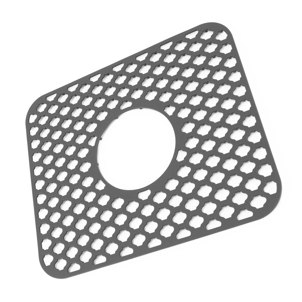Sink Protector for Kitchen Silicone Non Slip Heat Resistant Mat for Bottom of Center Drain Sink Farmhouse Stainless Steel Porcelain Sink Grey