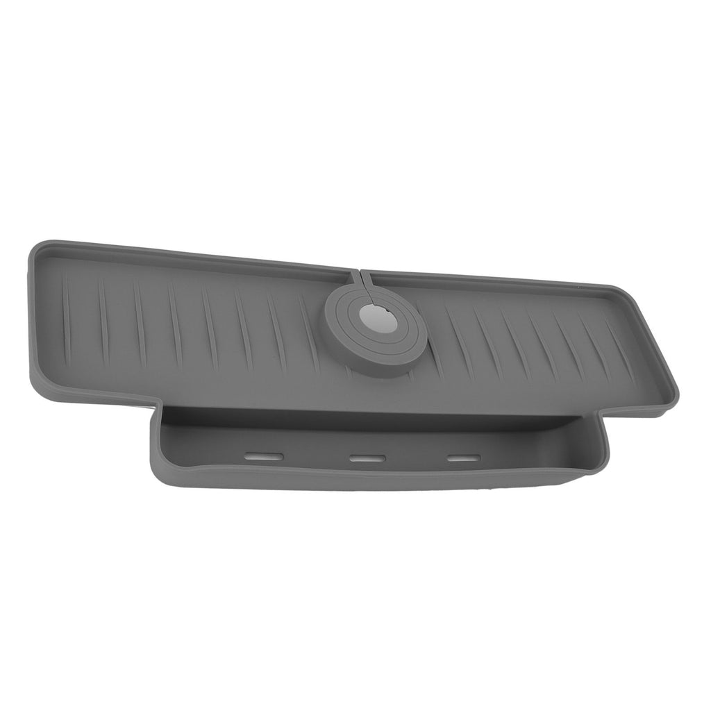 Faucet Splash Proof Draining Rack Silicone Foldable Faucet Handle Drip Catcher Tray Drainer Shelf Basket for Kitchen Grey