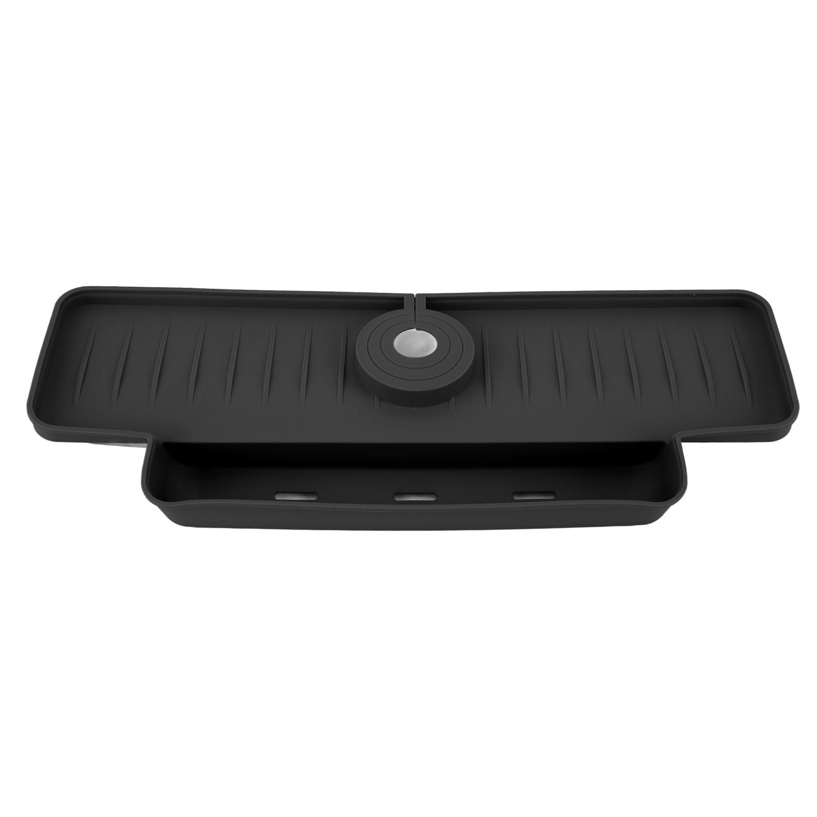 Faucet Splash Proof Draining Rack Silicone Foldable Faucet Handle Drip Catcher Tray Drainer Shelf Basket for Kitchen Black