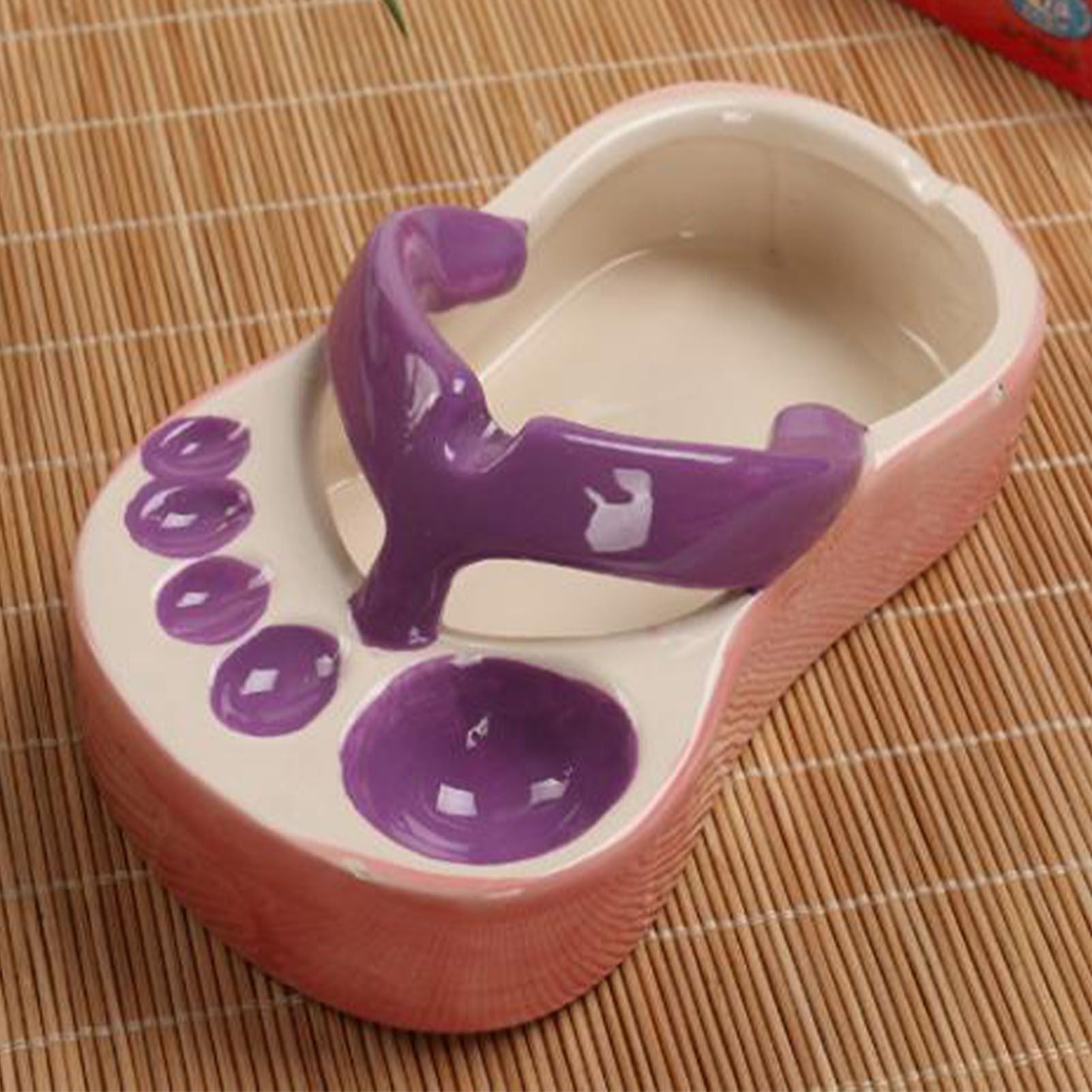Ceramic French Fries Dish Cute Flip Flops French Fries Plate Cute Ceramic Bowl Flip Flops Shaped Snack Chip Soy Sauce Serving Dish Bowl Plate Purple