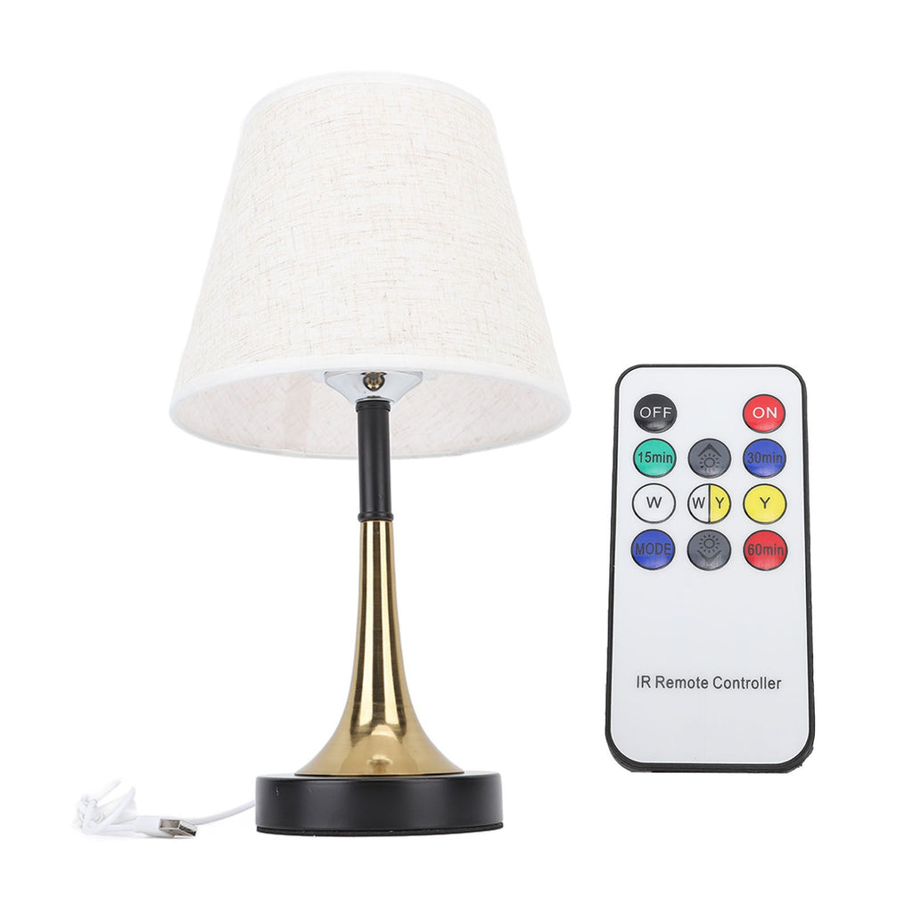 USB Bedside Table Lamp 3 Color Temperature Dimmable LED Nightstand Lamp with Grey Linen Fabric Shade Remote Control Timer Off 3W