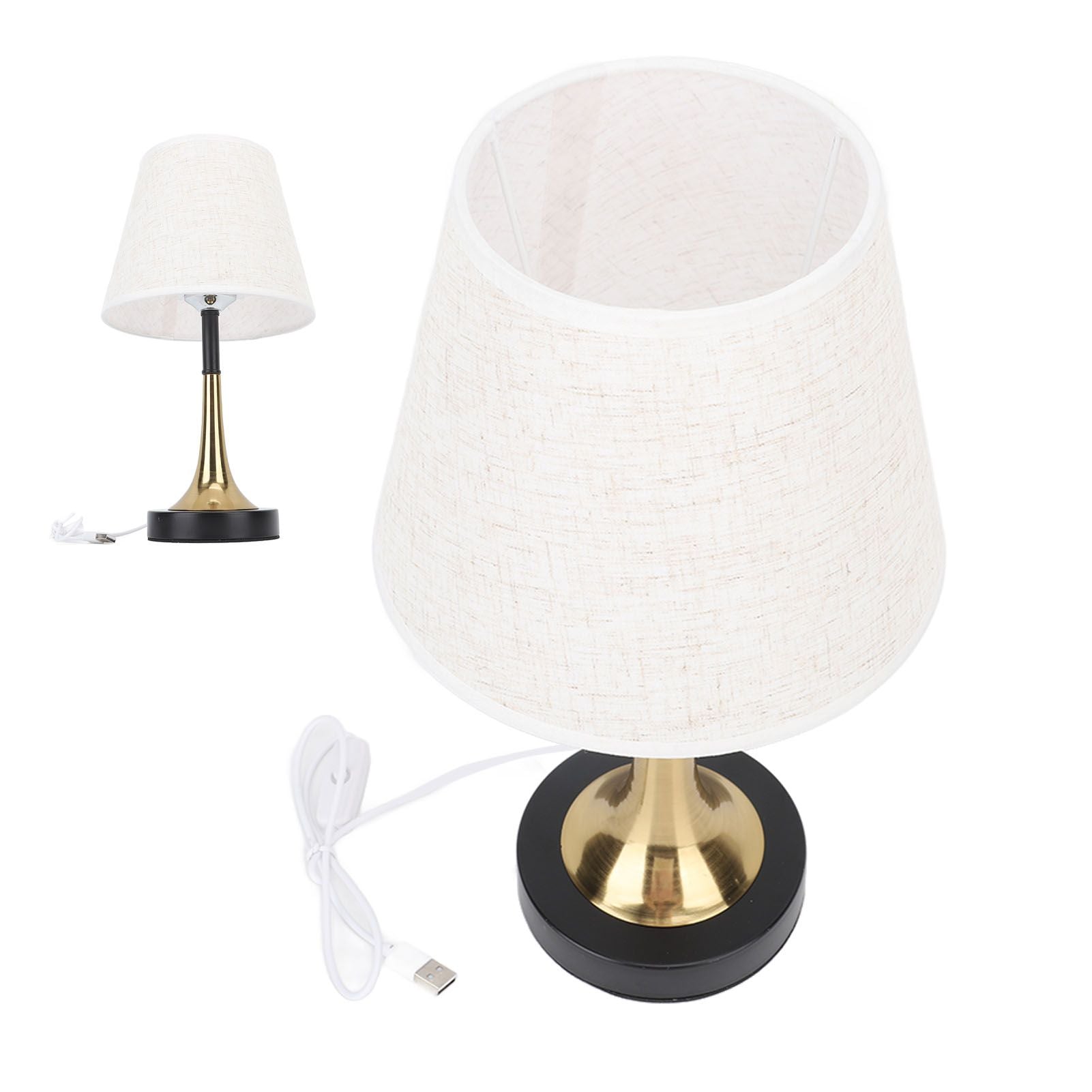 USB Bedside Table Lamp 3 Color Temperature Dimmable LED Nightstand Lamp with Grey Linen Fabric Shade Remote Control Timer Off 3W