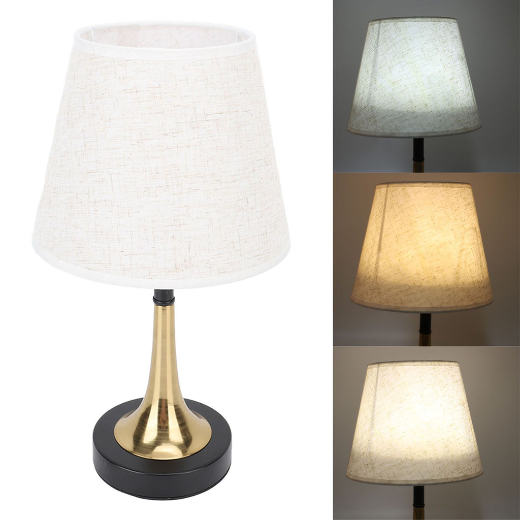 USB Bedside Table Lamp 3 Color Temperature Dimmable LED Nightstand Lamp with Grey Linen Fabric Shade Remote Control Timer Off 3W