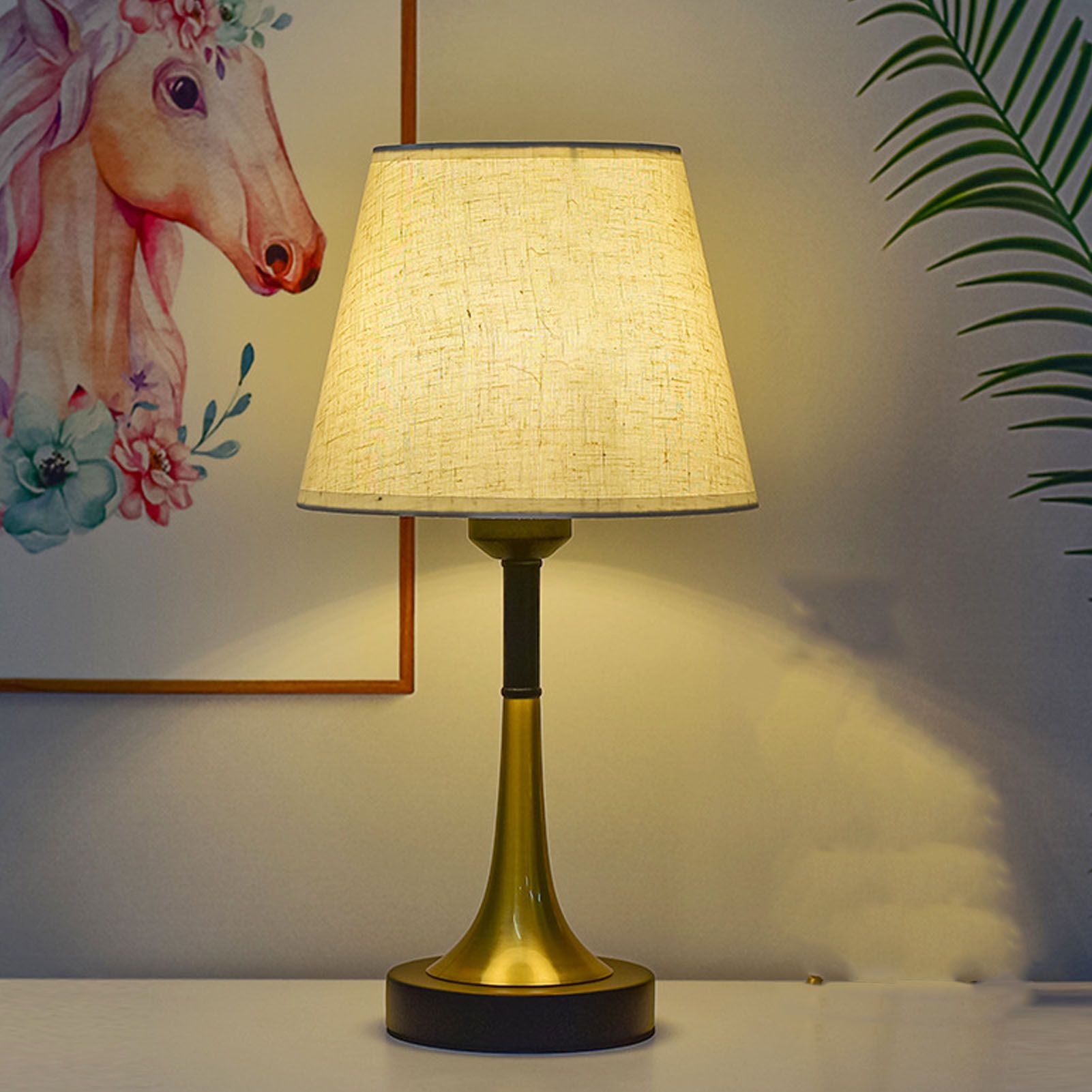 USB Bedside Table Lamp 3 Color Temperature Dimmable LED Nightstand Lamp with Grey Linen Fabric Shade Remote Control Timer Off 3W