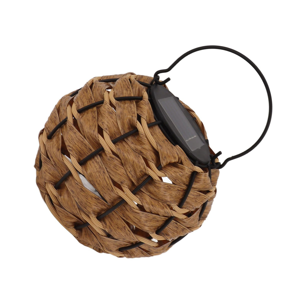 Outdoor Solar Lantern LED Waterproof Hollowed Rattan Ball Solar Hanging Light with Handle for Christmas Decorations Garden Yard Porch Lawn