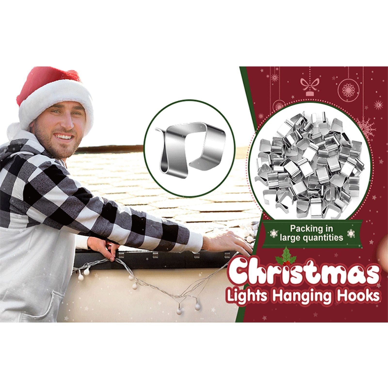 50Pcs Metal Christmas Lights Gutter Hooks Stainless Steel Christmas Lights Gutter Hangers S 20x14mm