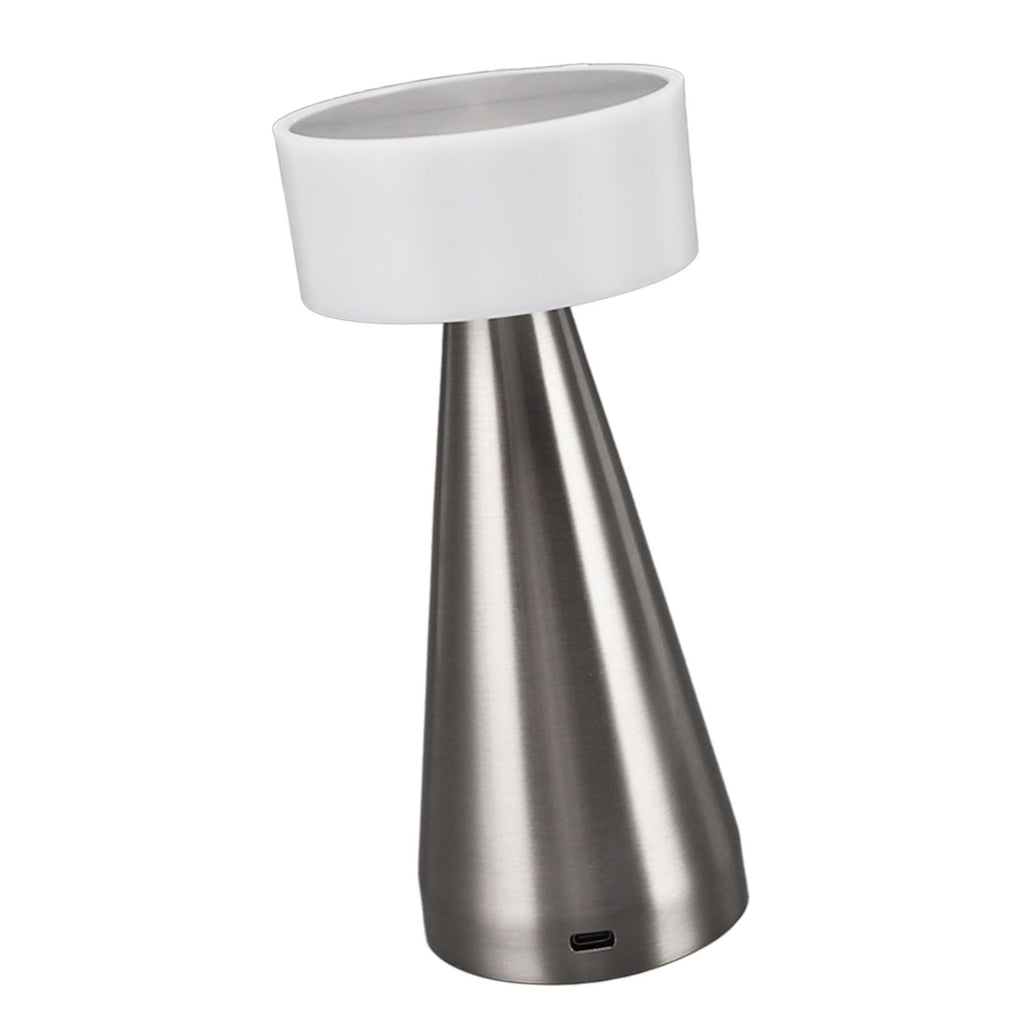Portable LED Table Lamp 3 Color Temperatures Stepless Dimming 1800mAh Rechargeable Battery Nightstand Lamp Bedside Lamp Silver
