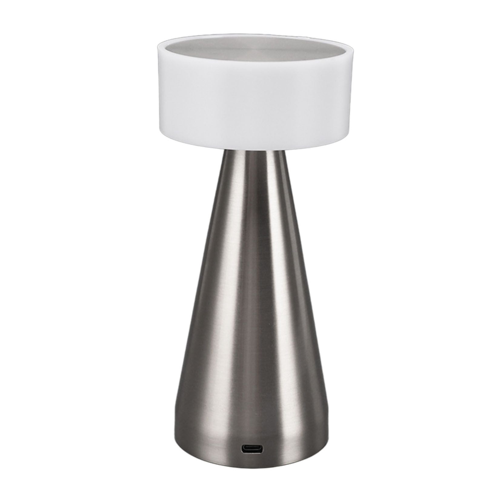 Portable LED Table Lamp 3 Color Temperatures Stepless Dimming 1800mAh Rechargeable Battery Nightstand Lamp Bedside Lamp Silver
