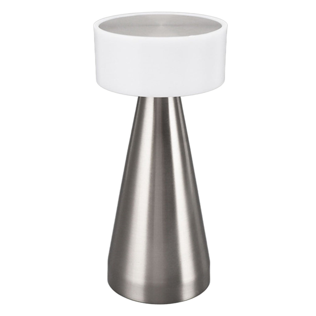 Portable LED Table Lamp 3 Color Temperatures Stepless Dimming 1800mAh Rechargeable Battery Nightstand Lamp Bedside Lamp Silver
