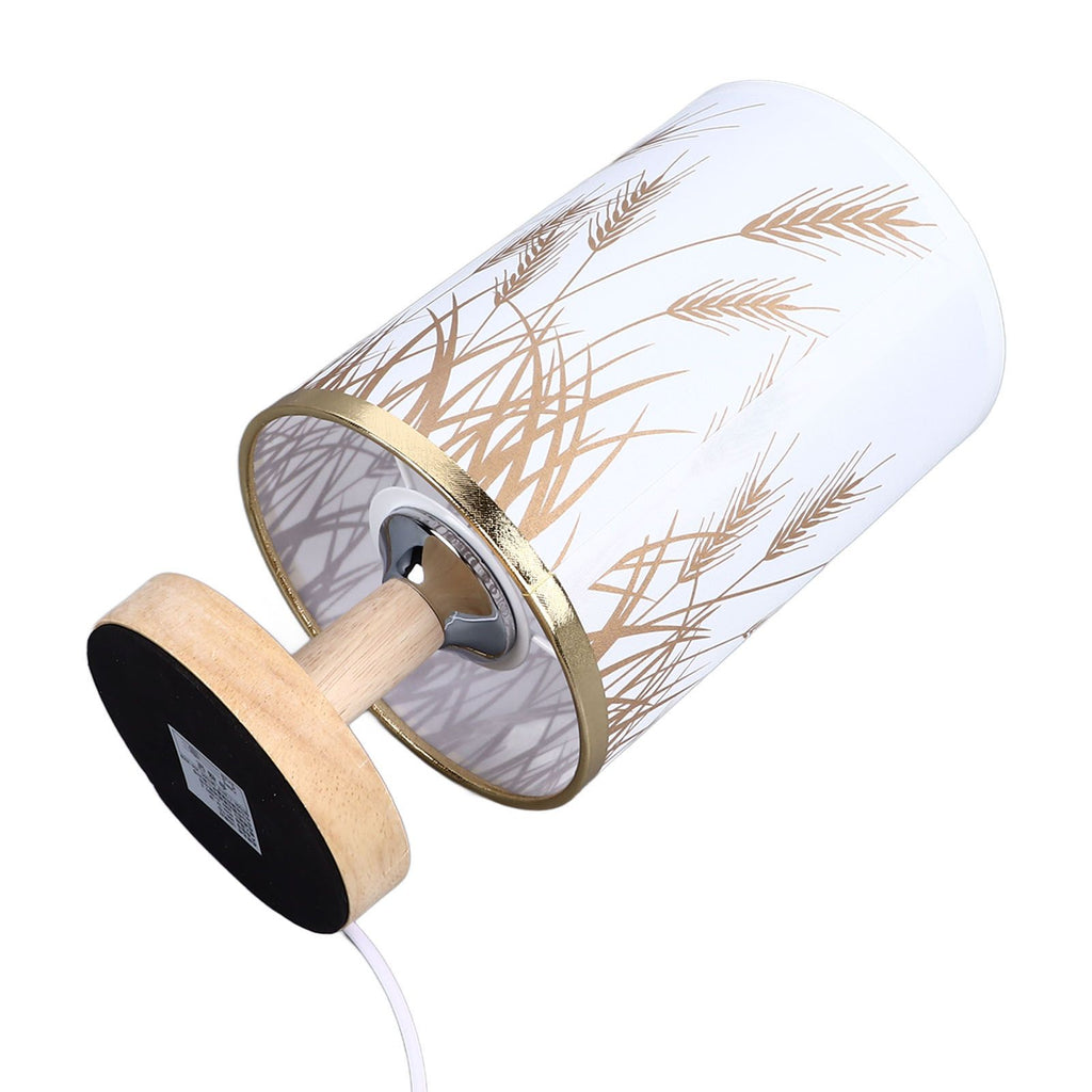 Small Table Lamp for Bedroom Dimmable LED Bedside Lamps Solid Wood USB Night Stand Lamp with Wheat Spike Lampshade Eye Caring
