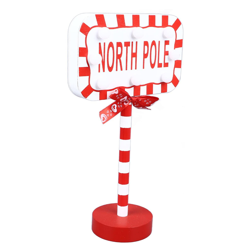 Christmas Stop Here Decor Metal Solid Wood LED Delicate Santa Stop Here Tree Topper for Christmas Party Rectangle 15.8x8x28.5cm