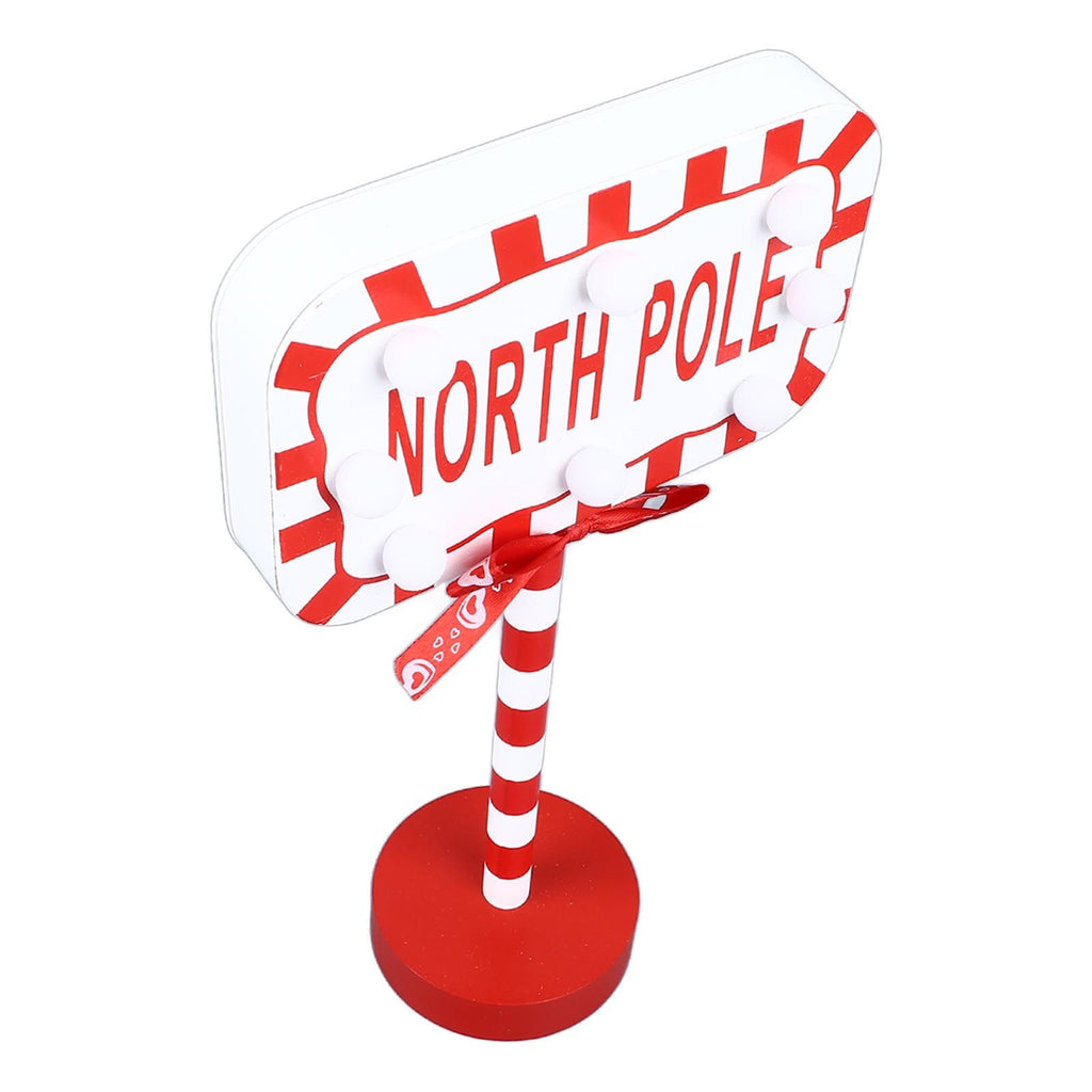 Christmas Stop Here Decor Metal Solid Wood LED Delicate Santa Stop Here Tree Topper for Christmas Party Rectangle 15.8x8x28.5cm