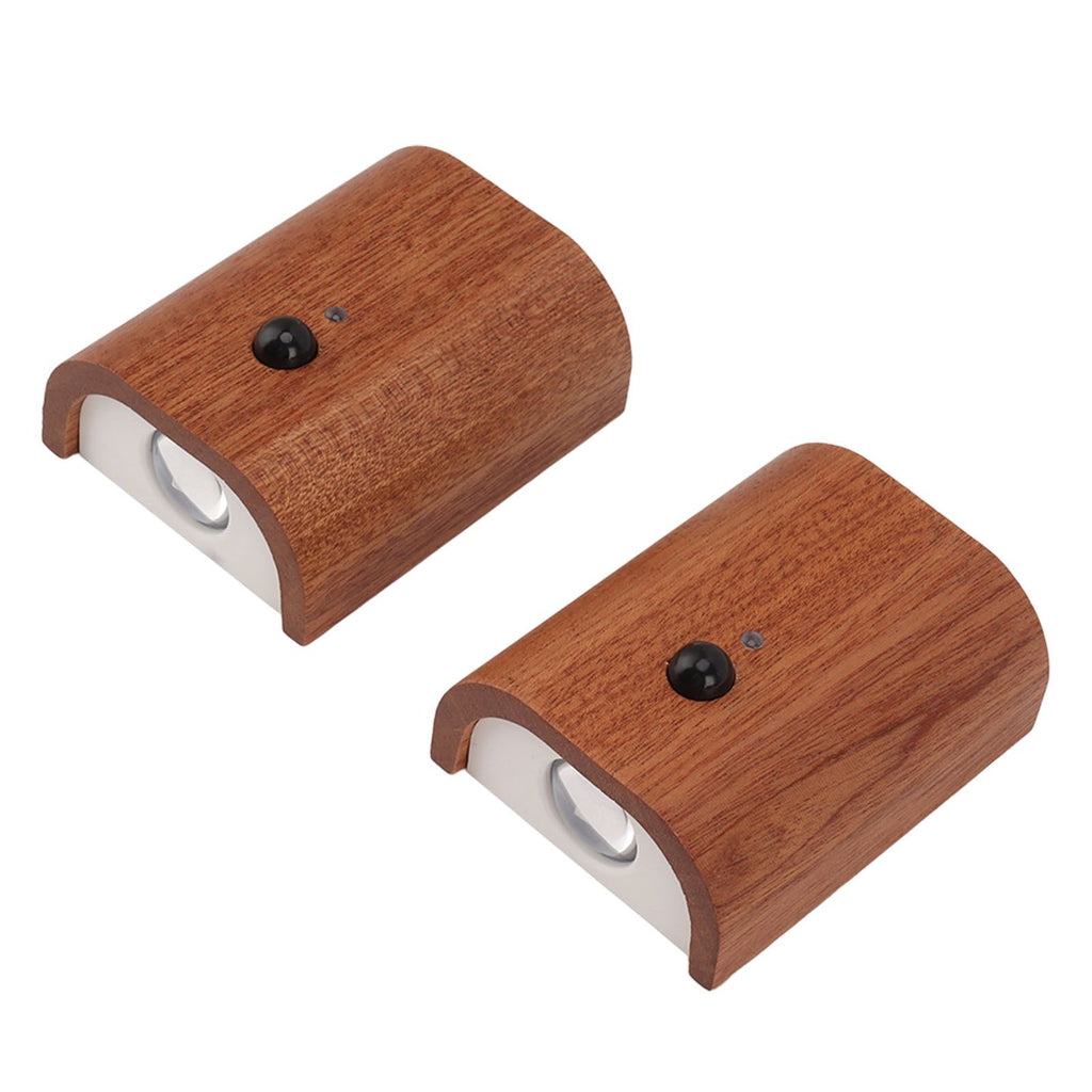 2Pcs Hallway Night Light Intelligent Linkage Wooden Motion Sensor Stairway Night Light USB Rechargeable Magnetic Wall LED Light