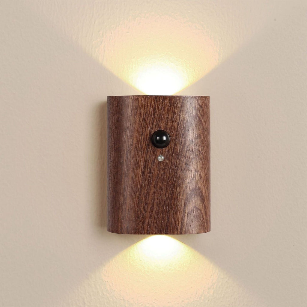 2Pcs Hallway Night Light Intelligent Linkage Wooden Motion Sensor Stairway Night Light USB Rechargeable Magnetic Wall LED Light