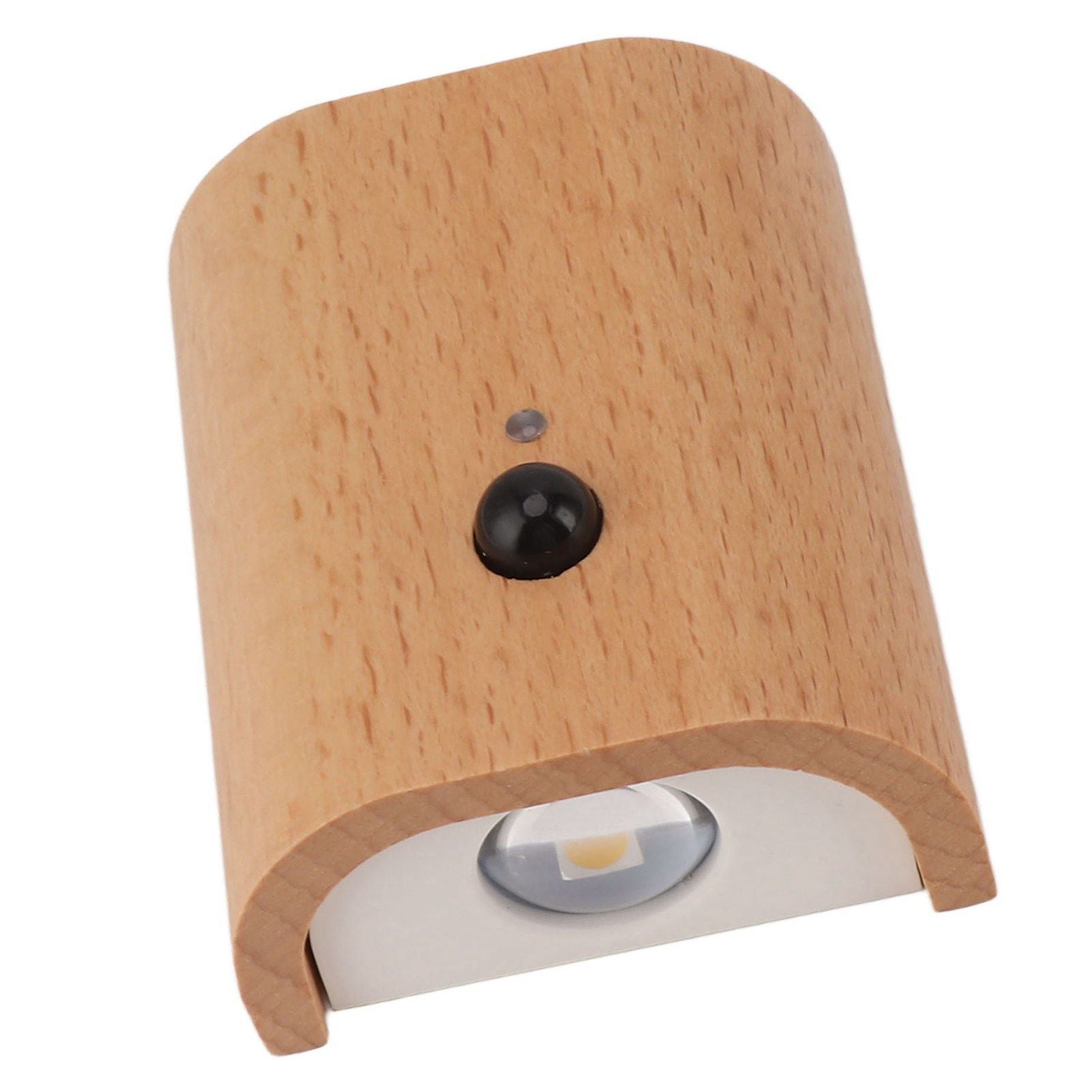 Step Light Wall Sconce Beech Wood Motion Dusk to Dawn Sensor Magnet 2 Side Lighting USB Rechargeable LED Wall Light