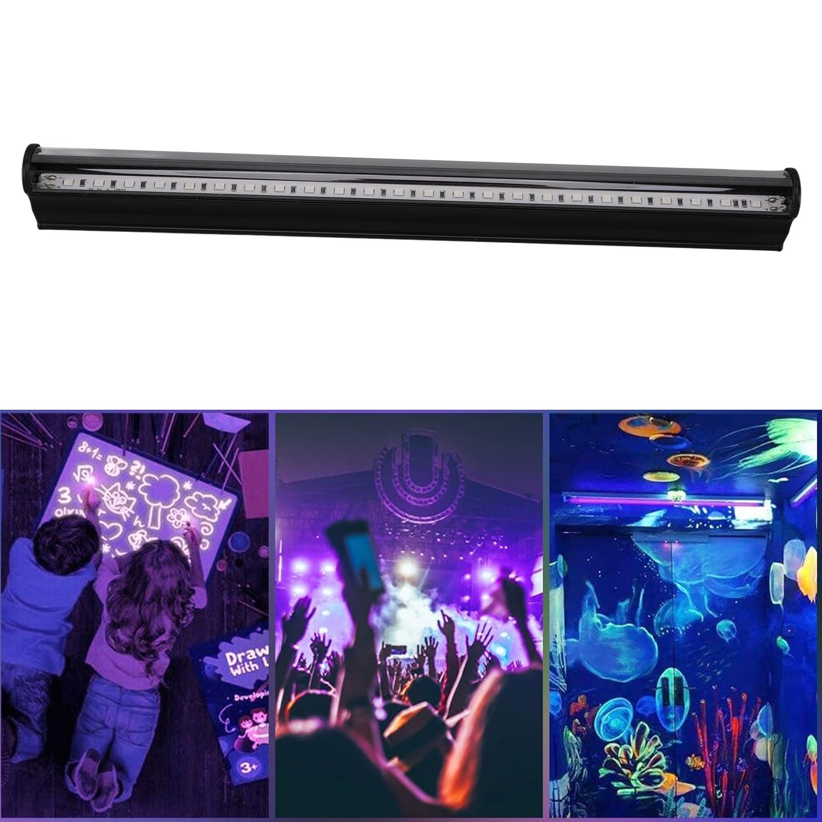 UV Black Light Tube 395nm 5W USB Powered 24LEDs Powerful Black Light Bar for Party Stage Outdoor