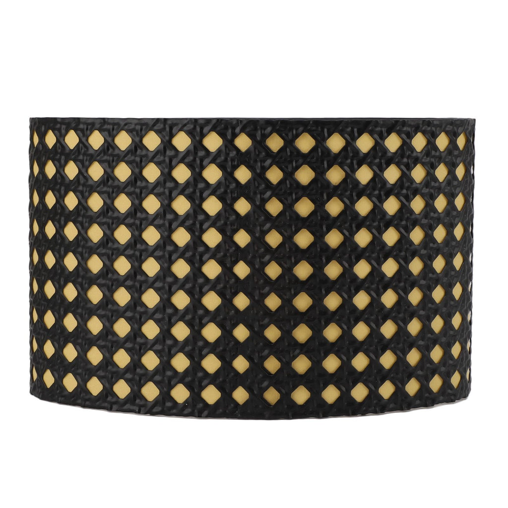 Lampshade Oval Shaped Hollow Metal Carved Compatible E27 E14 Caliber Lampholders Lamp Cover for Office Bedroom Living Room Black and Yellow Liner