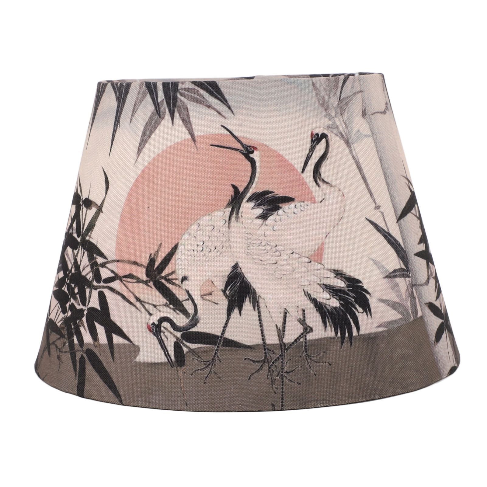 Chinese Style Lamp Shade Cloth E27 E14 Red Crowned Crane Decorative Drum Lamp Shade for Table Floor Lamp Hanging Light