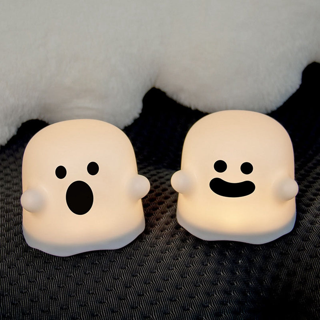 Cute Ghost Night Light Stepless Dimming USB Rechargeable Mini Kids Bedside Lamp Table Decoration for Nursery Bedroom Dorm Smile