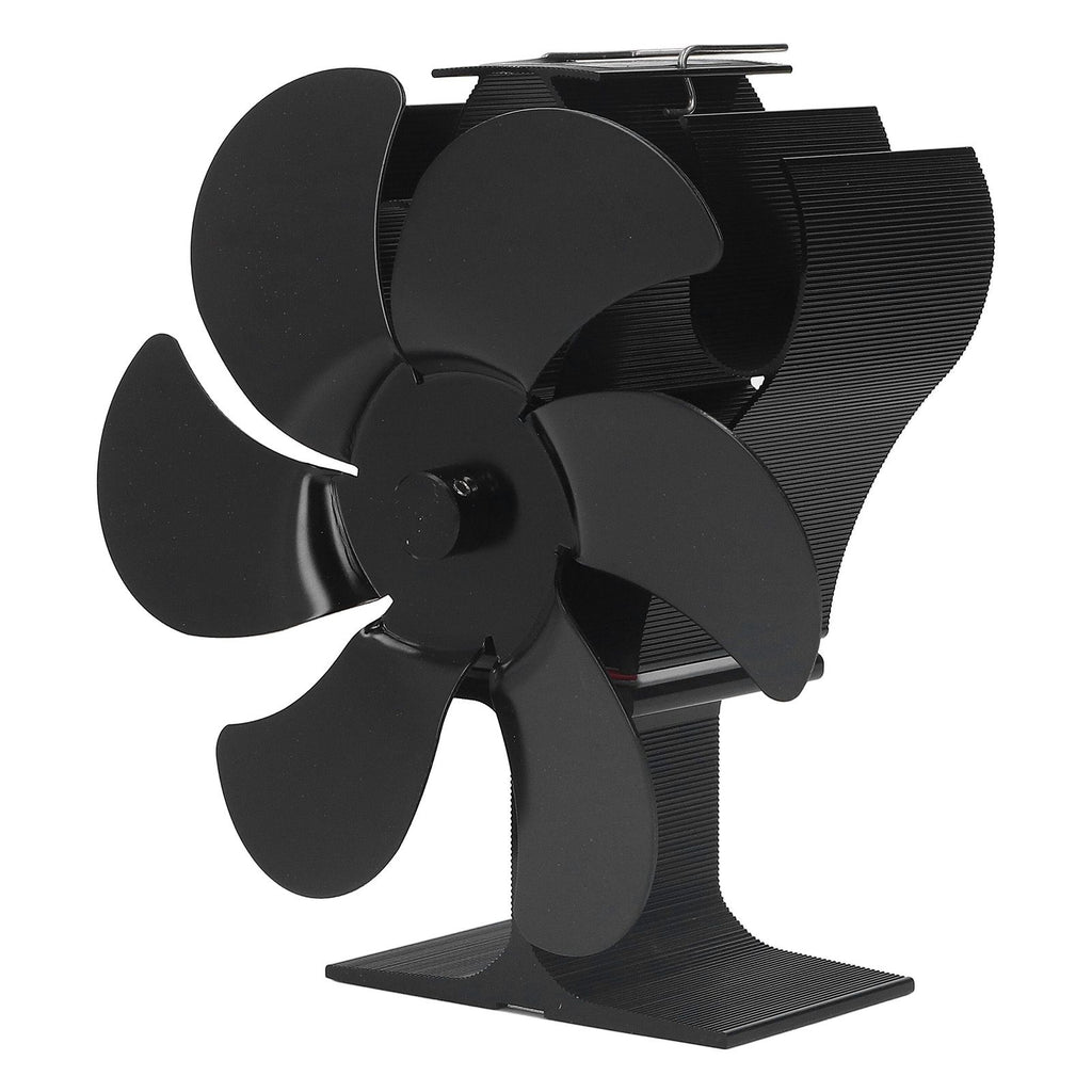 6 Blades Heat Powered Stove Fan High Temperature Resistance Self Starting Wood Burning Stove Fireplace Fan Black Diameter 152mm