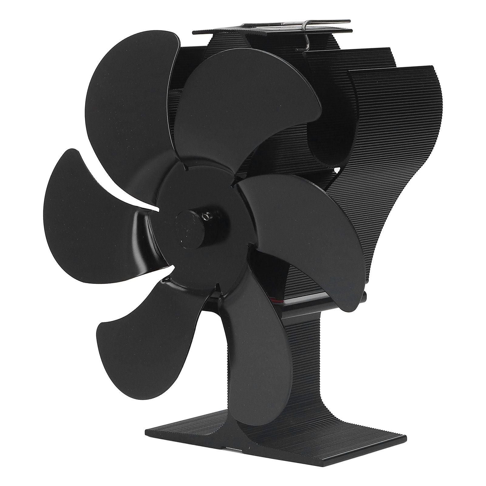 6 Blades Heat Powered Stove Fan High Temperature Resistance Self Starting Wood Burning Stove Fireplace Fan Black Diameter 152mm