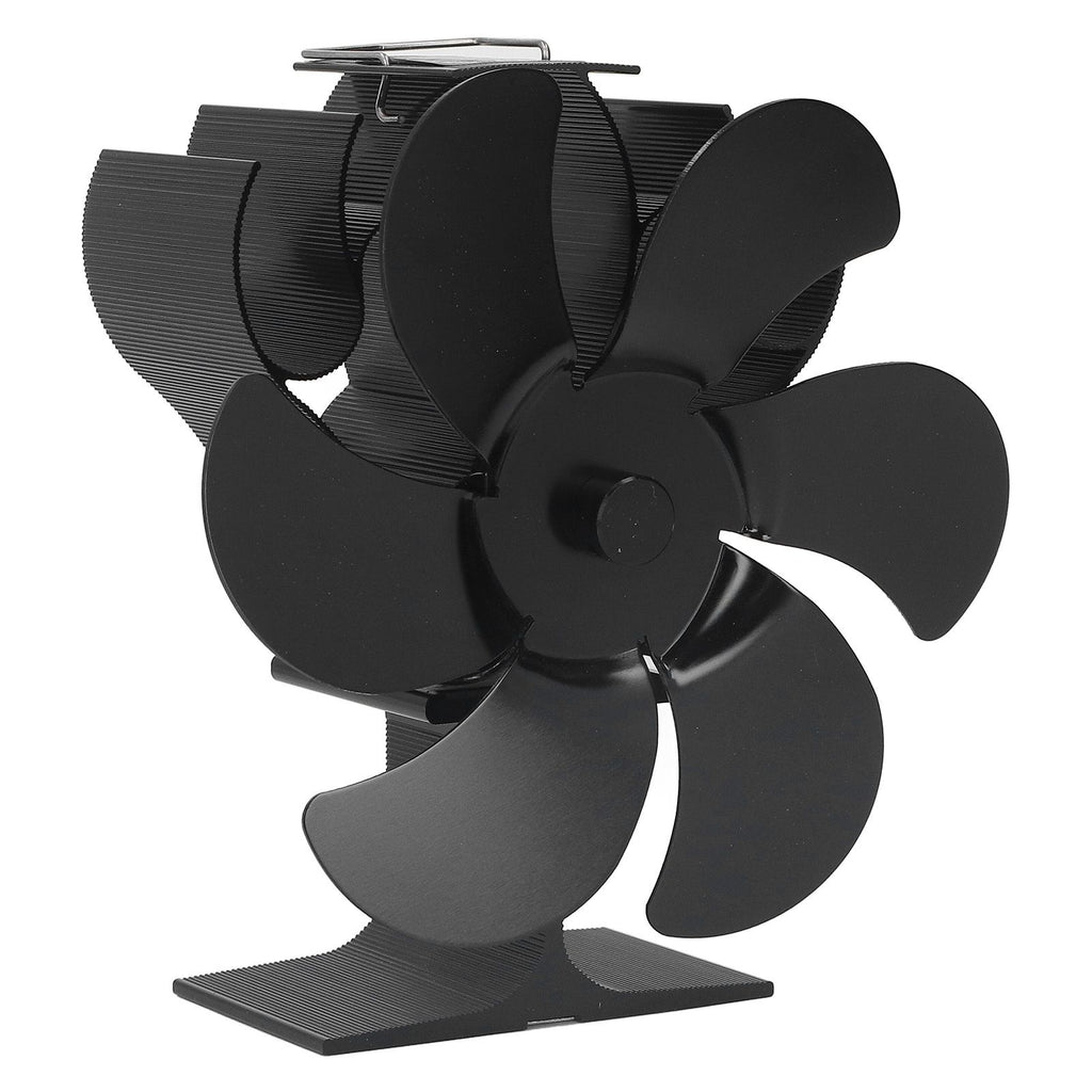 6 Blades Heat Powered Stove Fan High Temperature Resistance Self Starting Wood Burning Stove Fireplace Fan Black Diameter 152mm