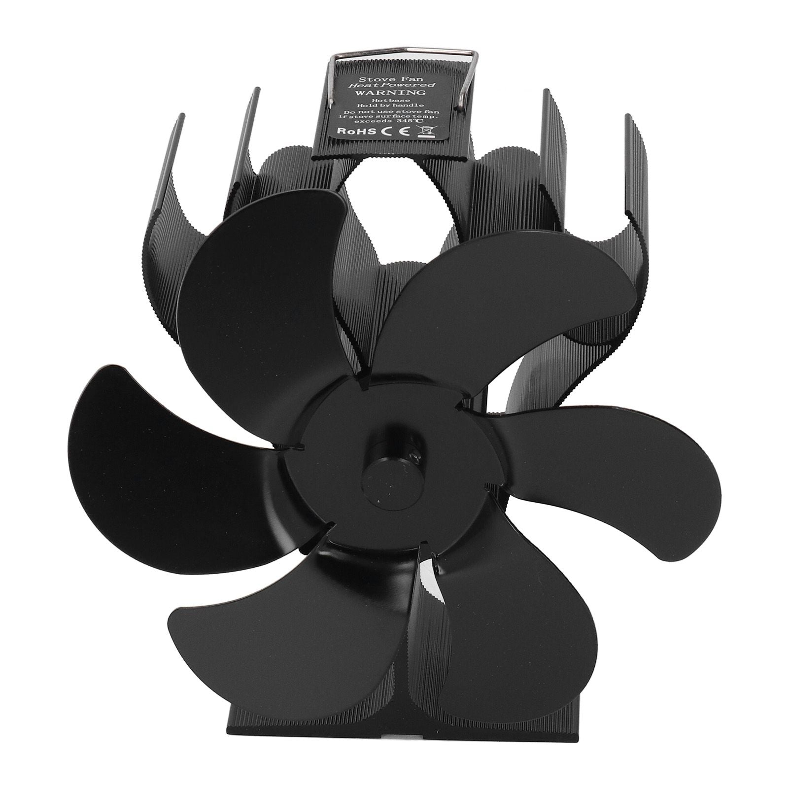 6 Blades Heat Powered Stove Fan High Temperature Resistance Self Starting Wood Burning Stove Fireplace Fan Black Diameter 152mm