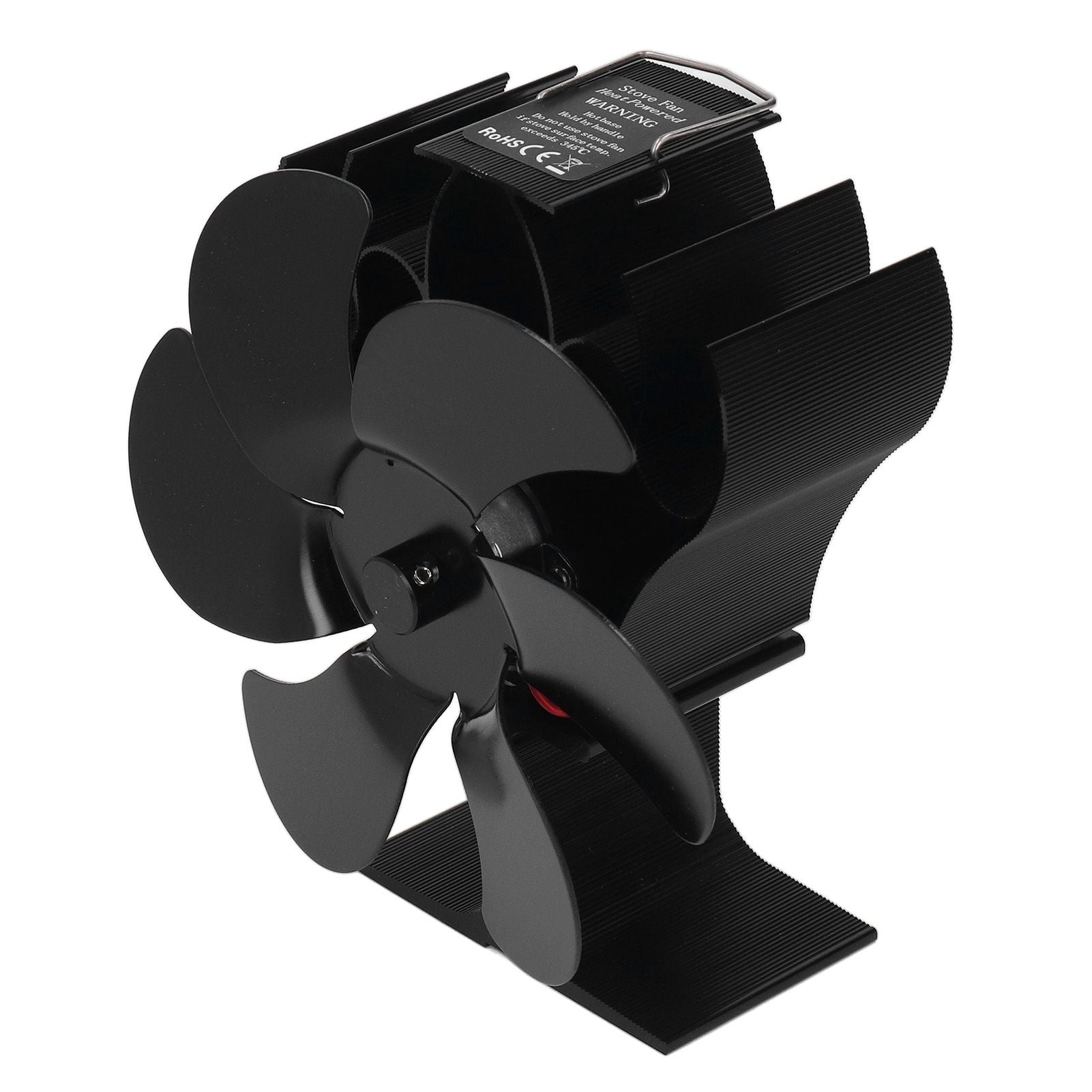 6 Blades Heat Powered Stove Fan High Temperature Resistance Self Starting Wood Burning Stove Fireplace Fan Black Diameter 152mm
