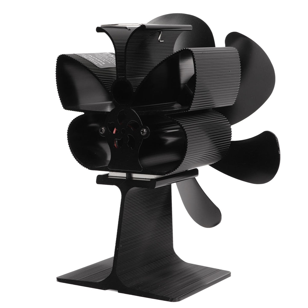 6 Blade Stove Eco Fan Black Self Starting High Temperature Resistance Energy Efficiency Heat Powered Fan for Home