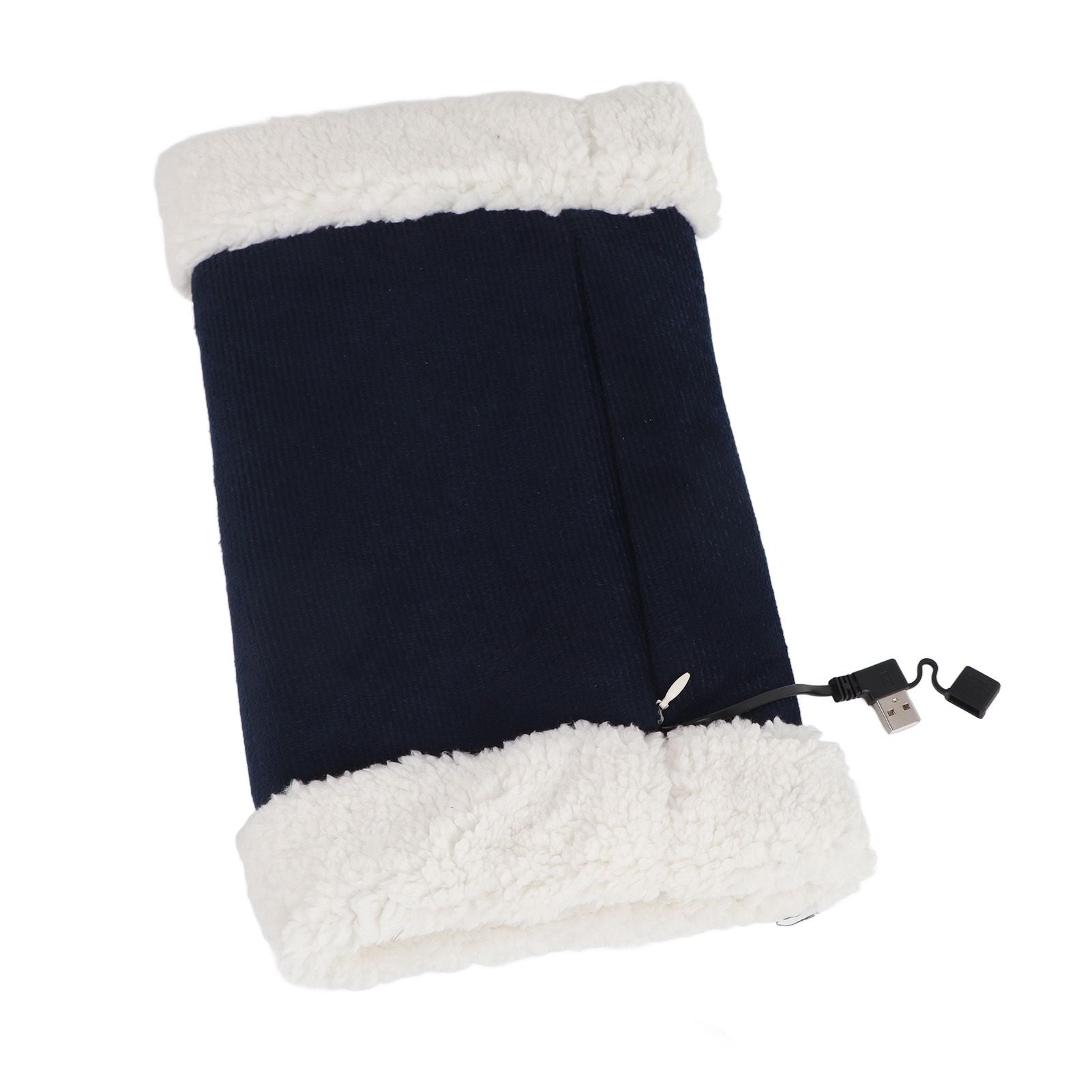 Portable Heated Hand Muff Plush Thickened Heated Hand Warmer Pouch USB Rechargeable Electric Heater for Autumn Winter Warm 10W 5V Dark Blue
