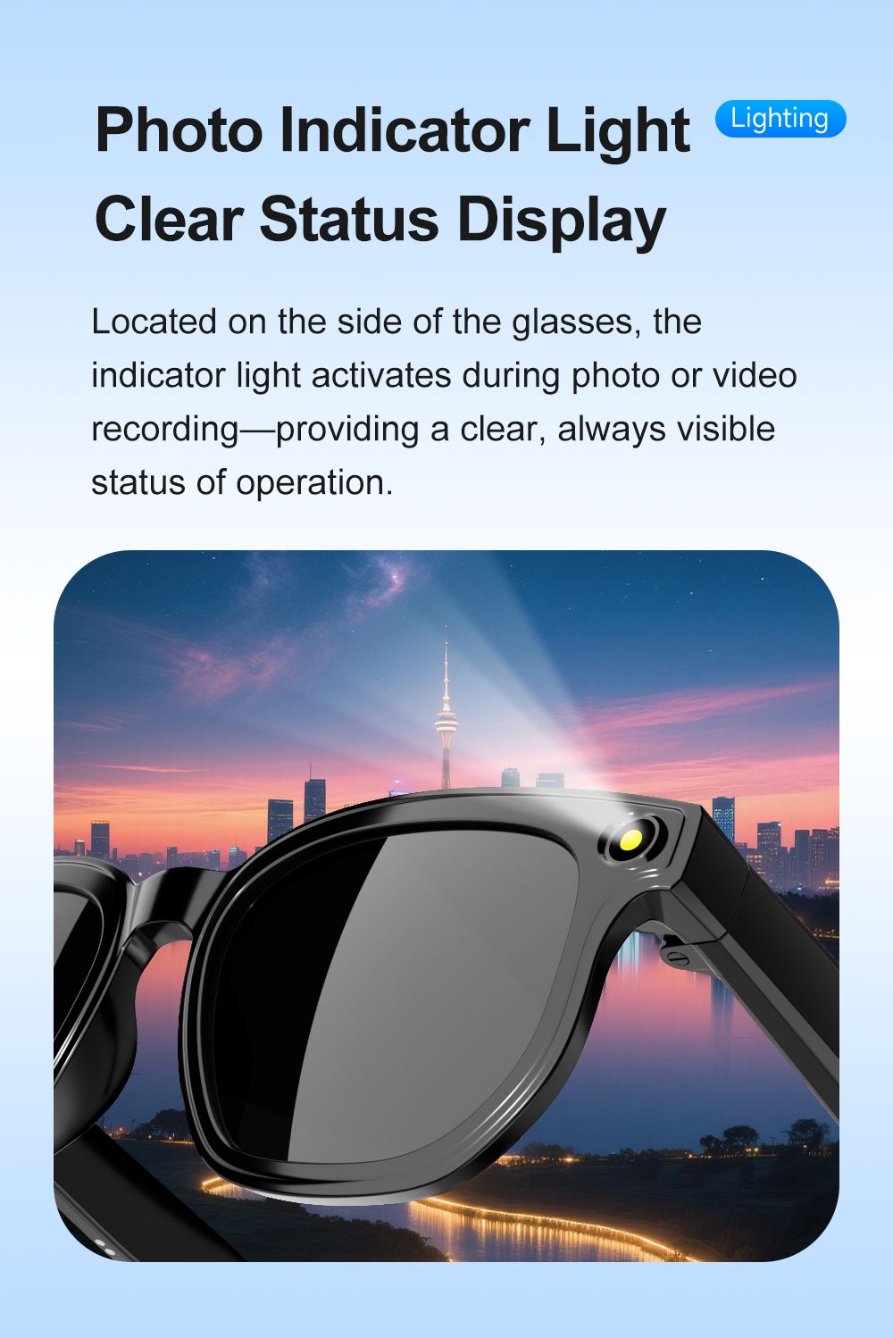 Dth03 AI Smart Sunglasses, UV400 Protection Bluetooth Call Audio Glasses，pink