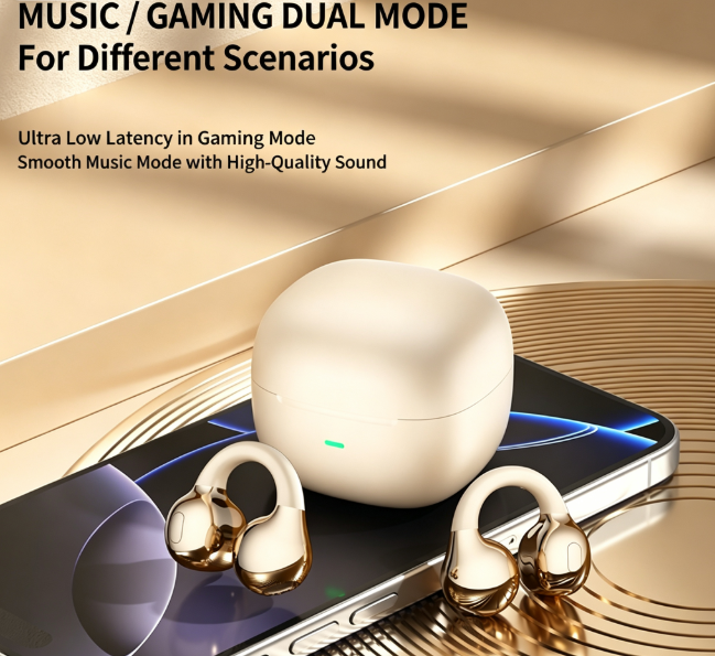 Y63 Zero Pressure Open Ear Wireless Earbuds Bluetooth 6.0 Heavy Bass Headphones，orange