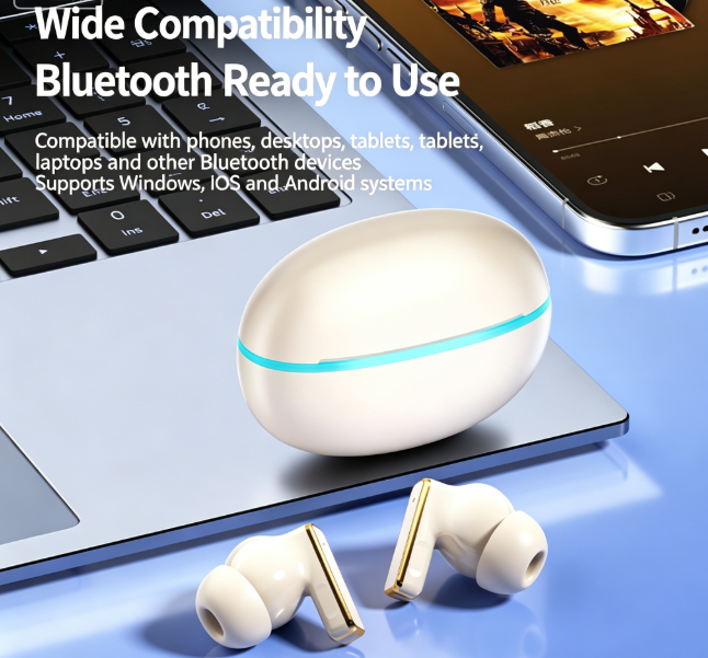 Y9 Wireless Bluetooth 6.0 Heavy Bass Earphones，Cream