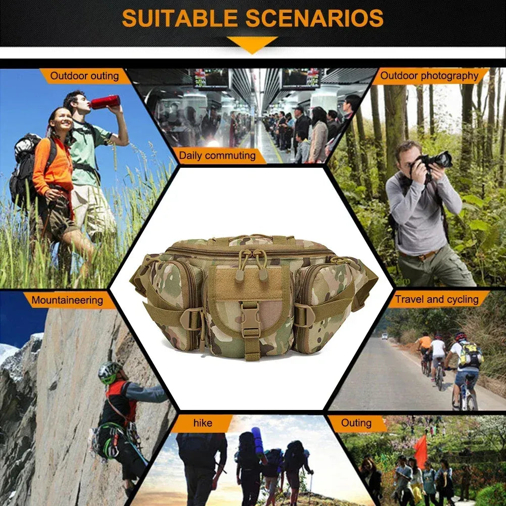Outdoor Sports Fanny Pack Multipurpose Belt Bag for Camping Hiking Traveling Running Fishing - Camouflage