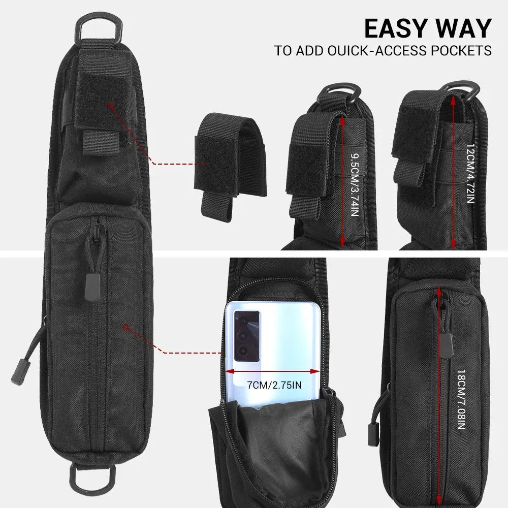Shoulder Strap Bag Backpack Sundries Pouch Molle Accessory Pouch Tactical Additional Bag Multifunctional EDC - Black